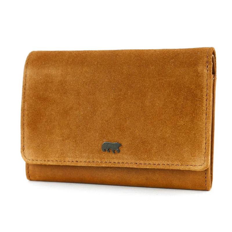 Bear Design Bear Design Flappie 11cc RFID overslag portemonnee suède cognac
