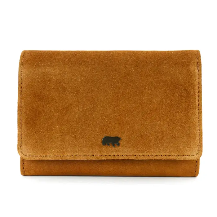 Bear Design Bear Design Flappie 11cc RFID overslag portemonnee suède cognac