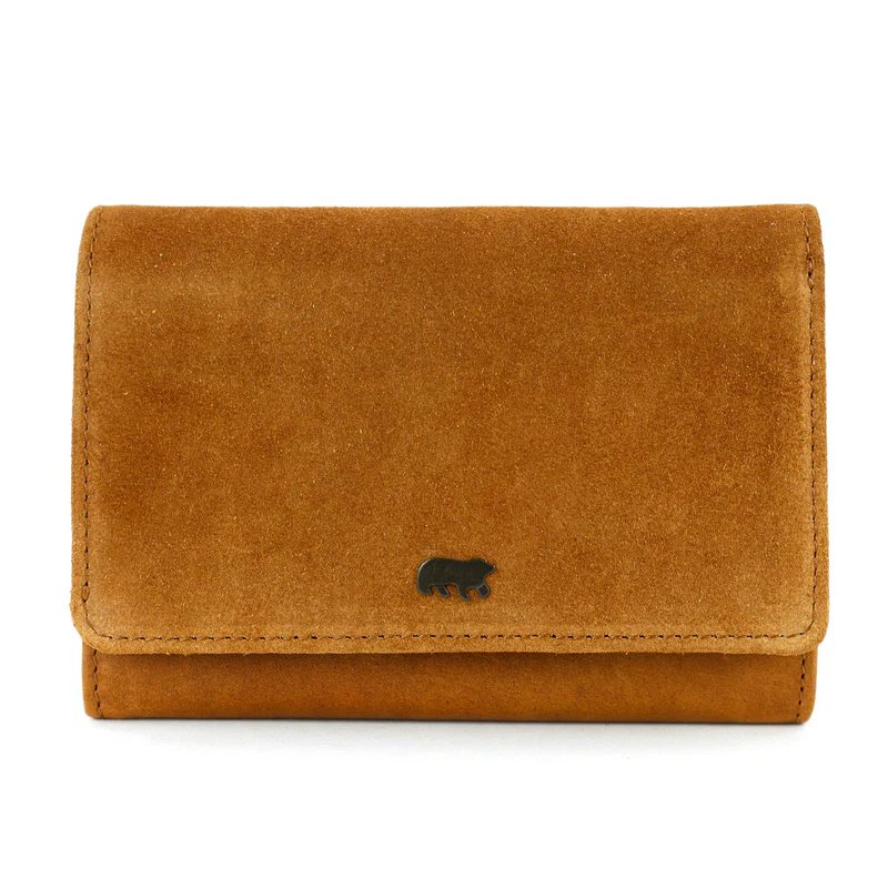 Bear Design Bear Design Flappie 11cc RFID overslag portemonnee suède cognac