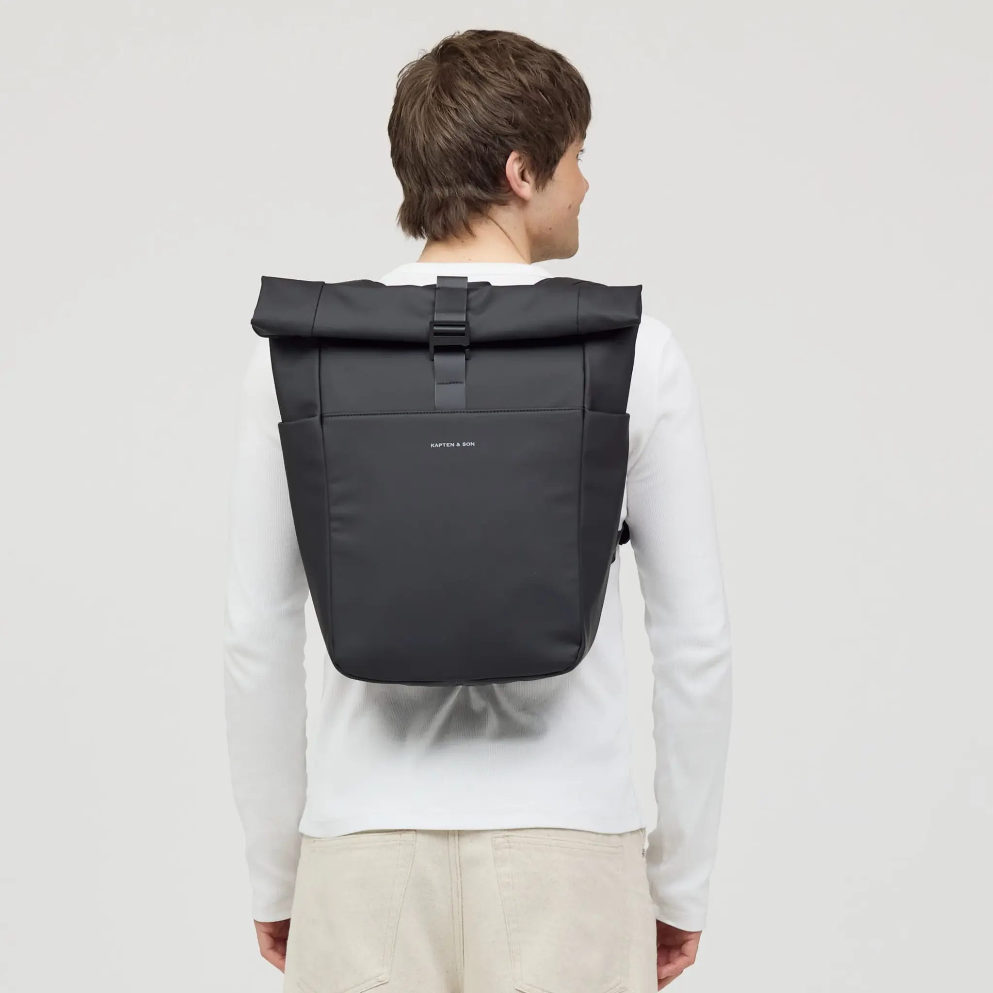 Kapten & Son Kapten&Son Lund full pu 15.6" laptop-rolltop-rugtas all black