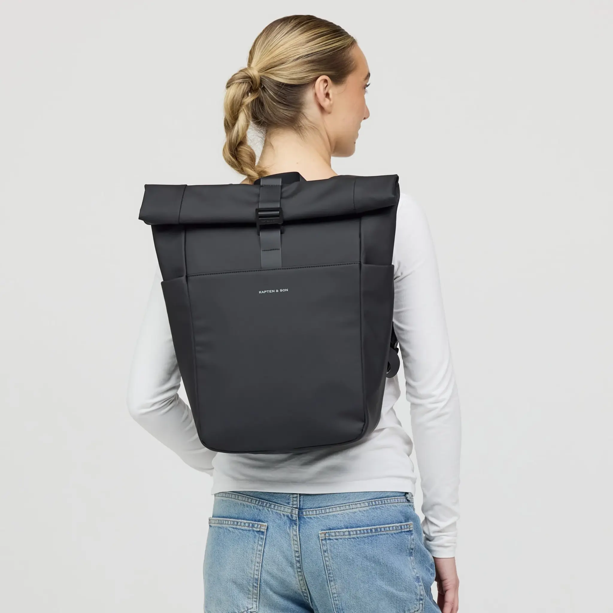 Kapten & Son Kapten&Son Lund full pu 15.6" laptop-rolltop-rugtas all black