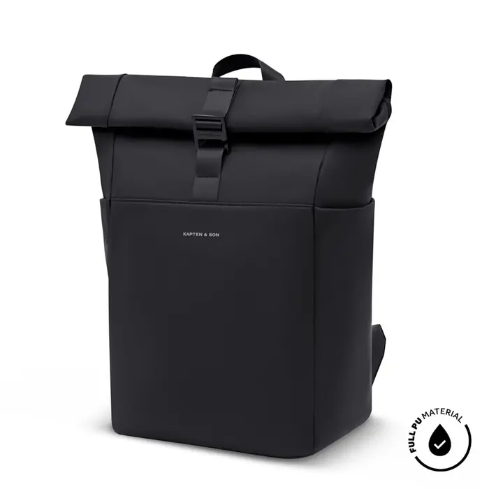 Kapten & Son Kapten&Son Lund full pu 15.6" laptop-rolltop-rugtas all black