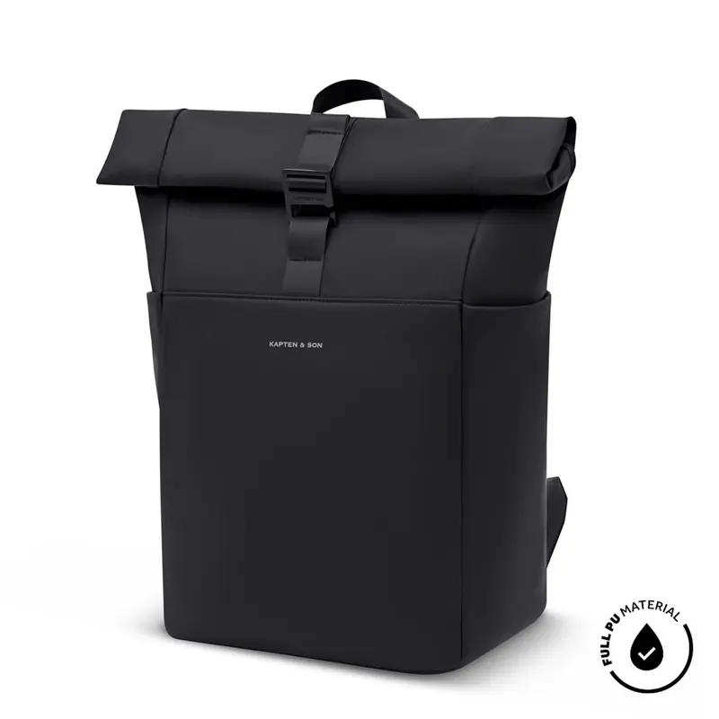 Kapten & Son Kapten&Son Lund full pu 15.6" laptop-rolltop-rugtas all black