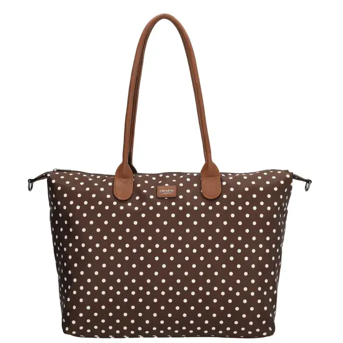 Charm London Charm london buckingham laptoptas 15,6 inch dots white darkbrown