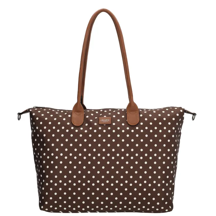 Charm London Charm london buckingham laptoptas 15,6 inch dots white darkbrown