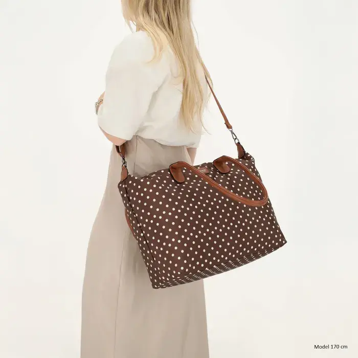 Charm London Charm london buckingham laptoptas 15,6 inch dots white darkbrown
