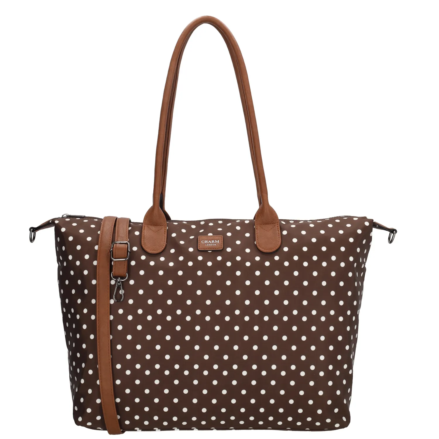 Charm London Charm london buckingham laptoptas 15,6 inch dots white darkbrown