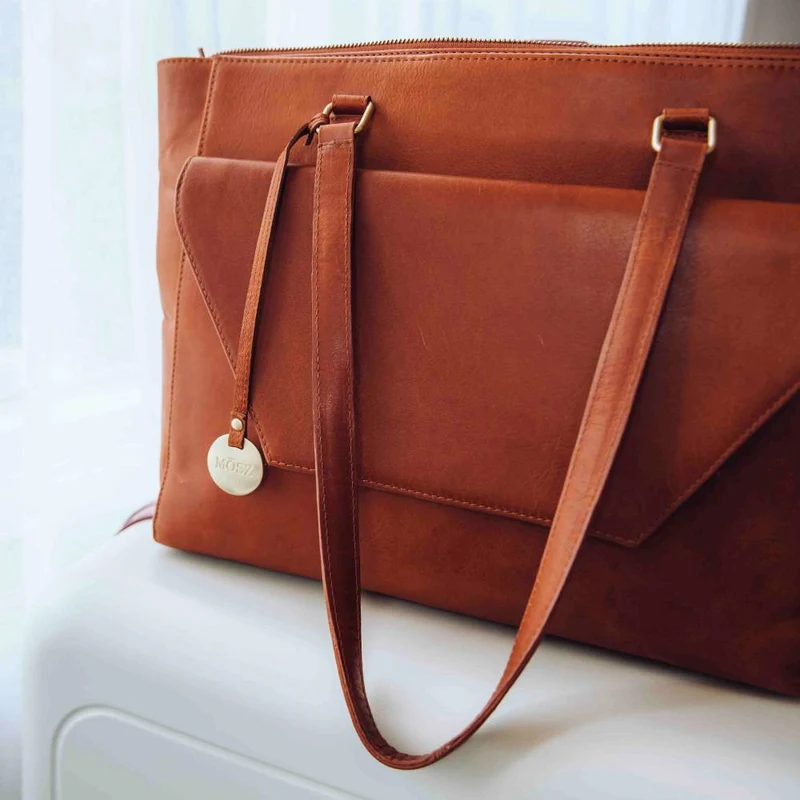 Mosz Mosz Denise workbag 15.6 inch laptop-shopper plain cognac