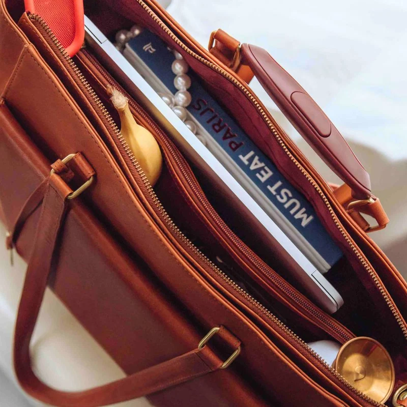 Mosz Mosz Denise workbag 15.6 inch laptop-shopper plain cognac
