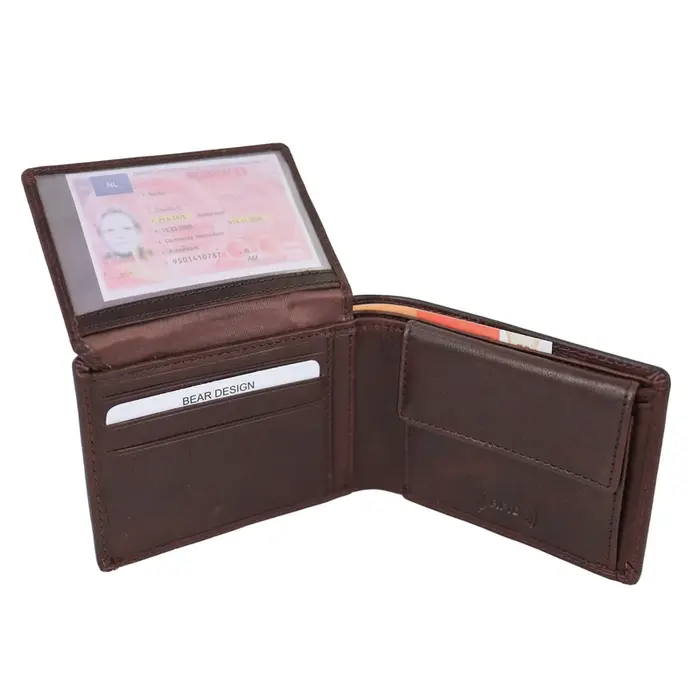 Bear Design Bear Design Alfredo 7 pasjes RFID lage billfold bruin