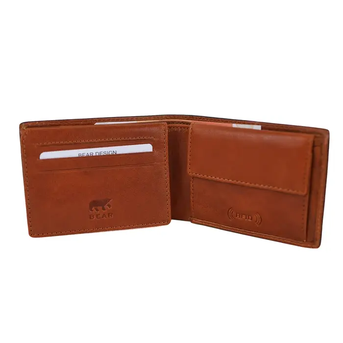 Bear Design Bear Design Alfredo 7 pasjes RFID lage billfold cognac