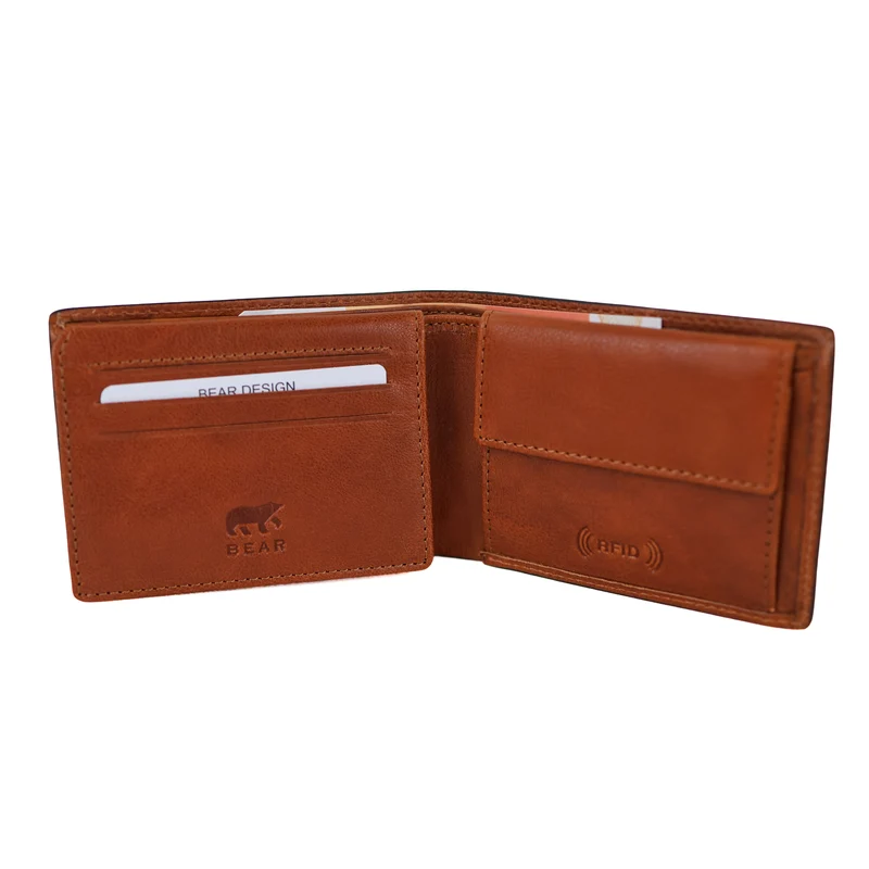 Bear Design Bear Design Alfredo 7 pasjes RFID lage billfold cognac