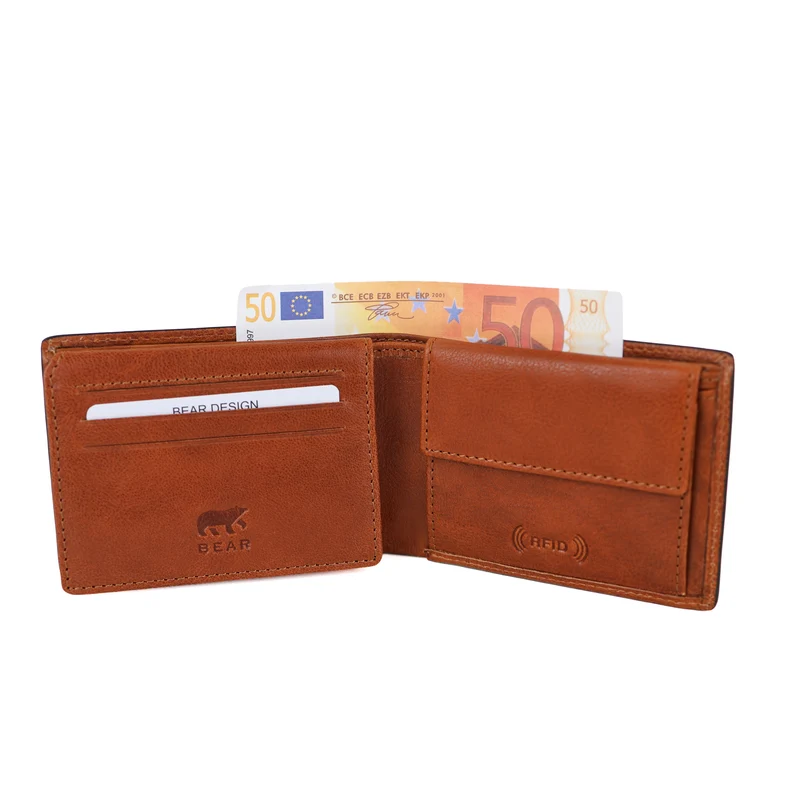 Bear Design Bear Design Alfredo 7 pasjes RFID lage billfold cognac