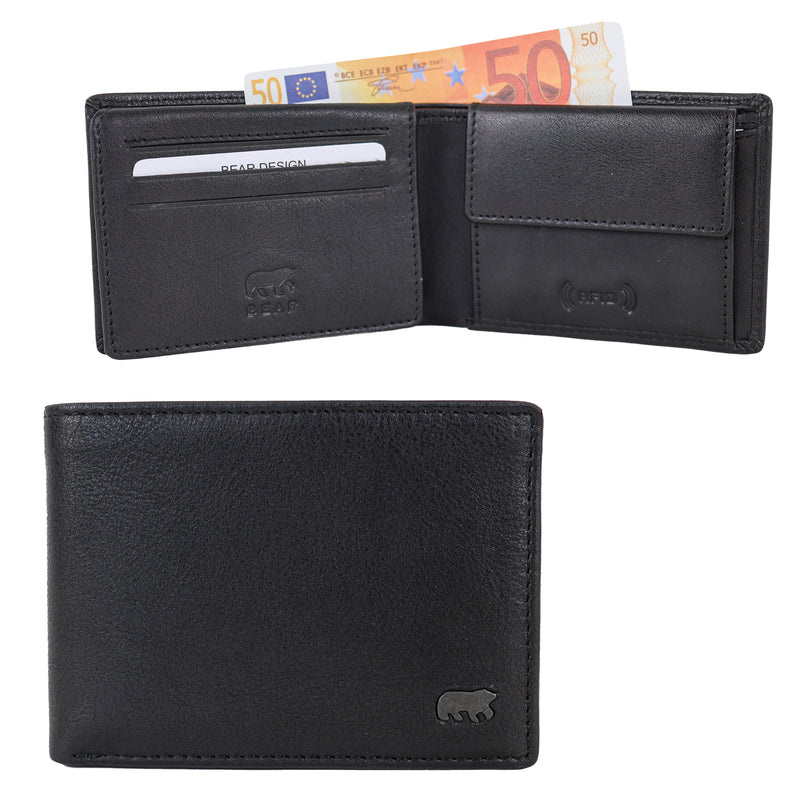 Bear Design Bear Design Alfredo 7 pasjes RFID lage billfold zwart
