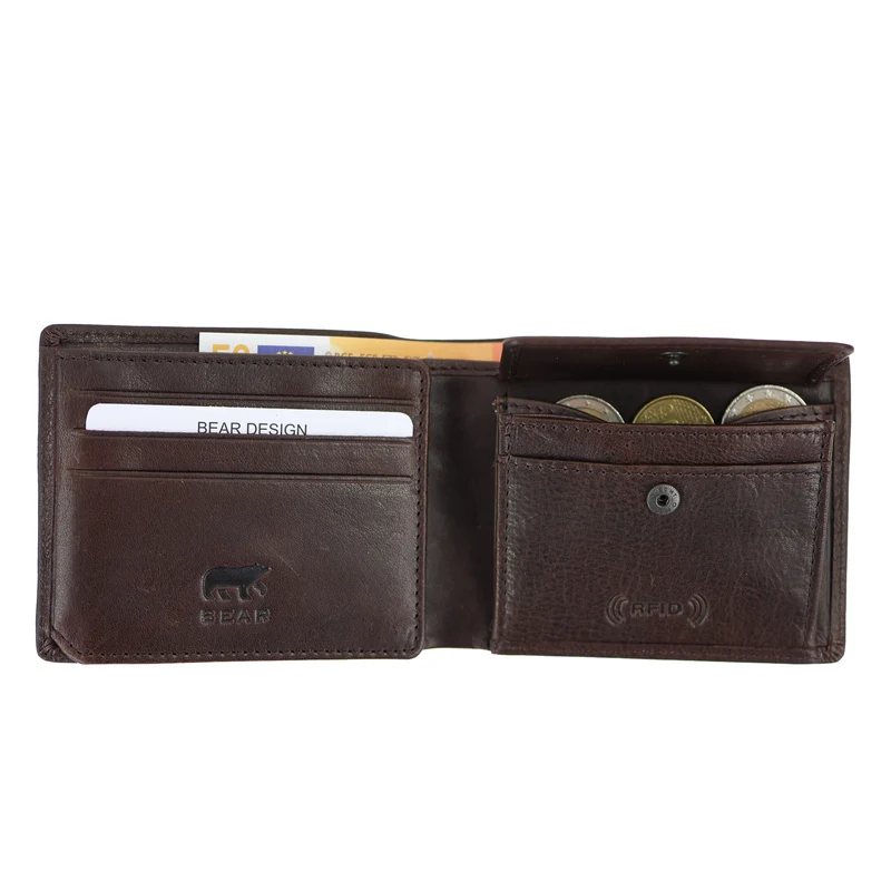Bear Design Bear Design Stefano 7cc RFID lage billfold bruin