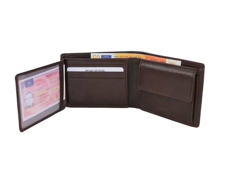 Bear Design Bear Design Stefano 7cc RFID lage billfold bruin