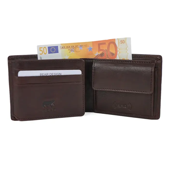 Bear Design Bear Design Stefano 7cc RFID lage billfold bruin