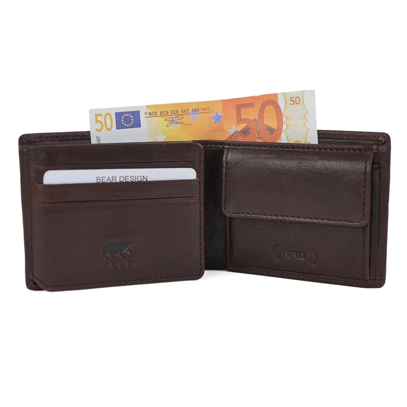 Bear Design Bear Design Stefano 7cc RFID lage billfold bruin