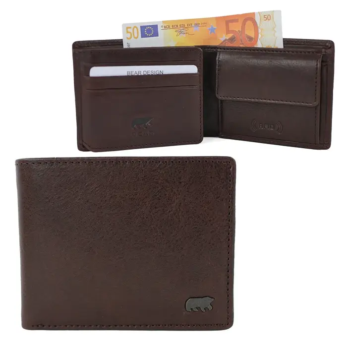 Bear Design Bear Design Stefano 7cc RFID lage billfold bruin