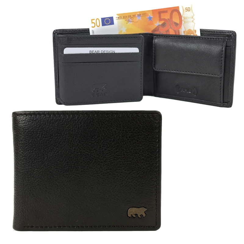 Bear Design Bear Design Stefano 7cc lage billfold zwart