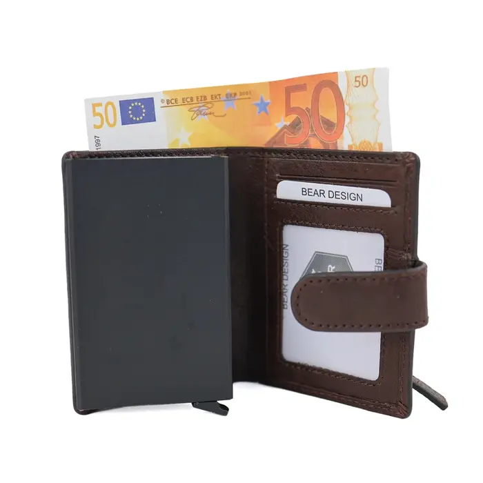 Bear Design Bear Design Pietro 10cc portemonnee met cardprotector bruin