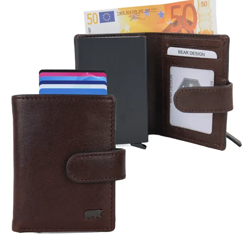 Bear Design Bear Design Pietro 10cc portemonnee met cardprotector bruin