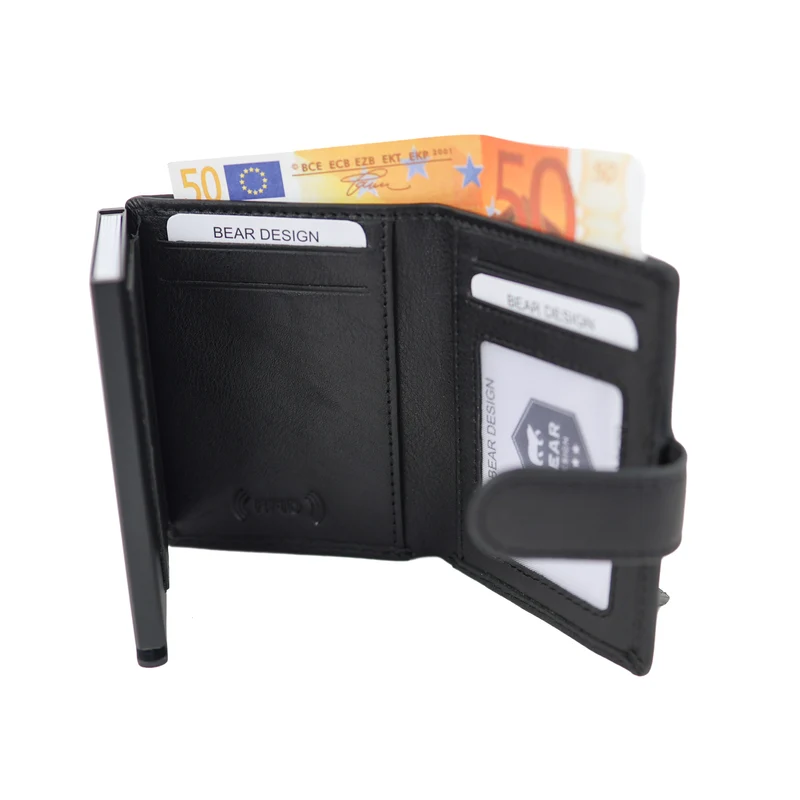 Bear Design Bear Design Pietro 10cc portemonnee met cardprotector zwart