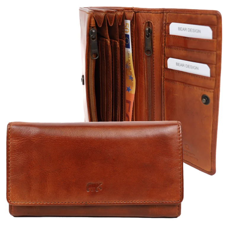 Bear Design Bear Design Noor 15cc RFID damesportemonnee cognac