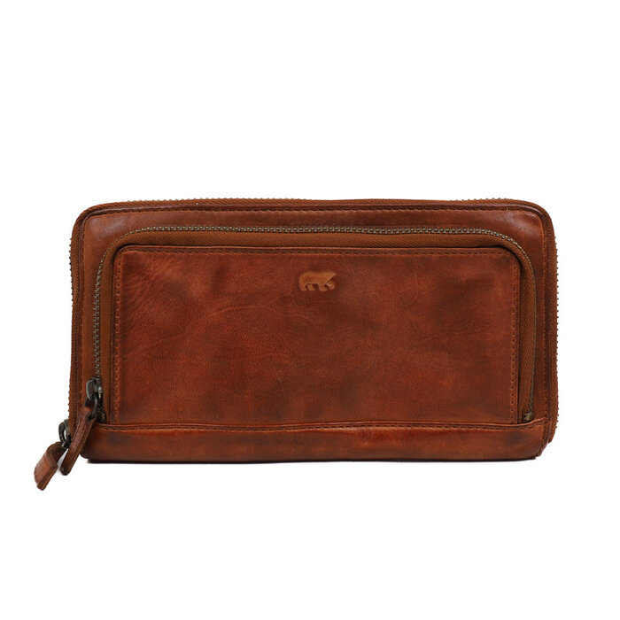 Bear Design Bear Design Isa 12cc rits-portemonne/clutch cognac