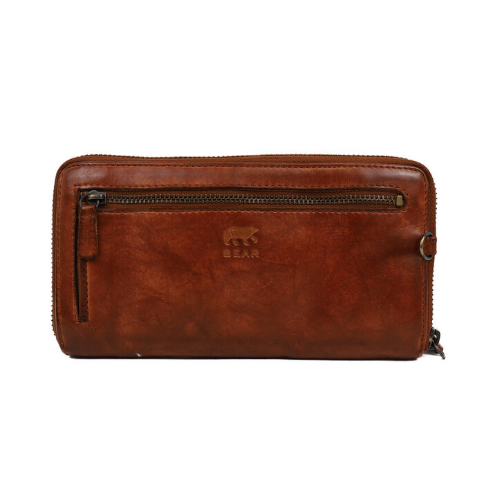 Bear Design Bear Design Isa 12cc rits-portemonne/clutch cognac