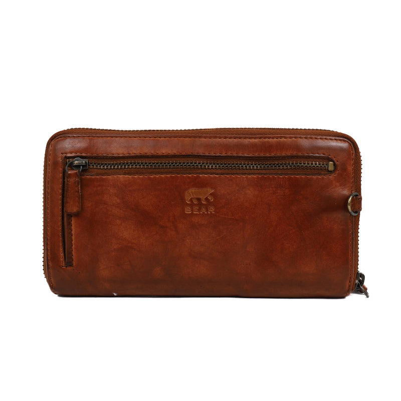 Bear Design Bear Design Isa 12cc rits-portemonne/clutch cognac