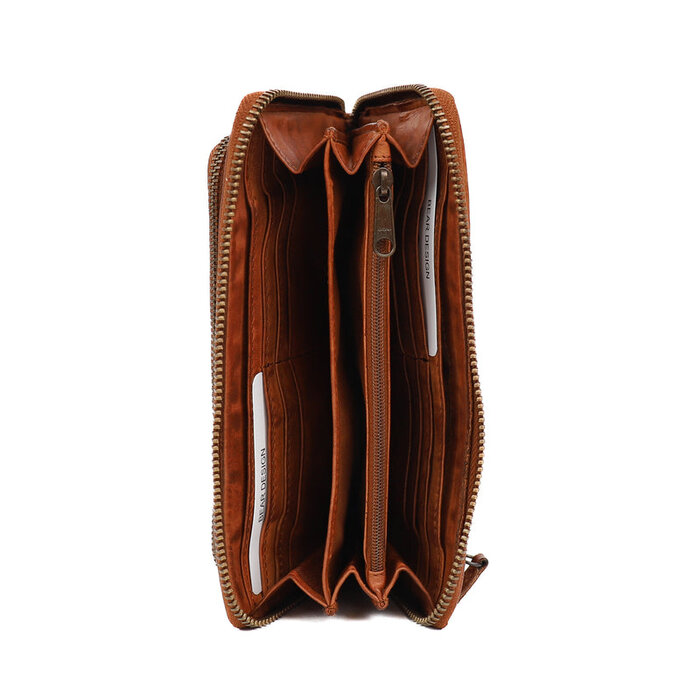 Bear Design Bear Design Isa 12cc rits-portemonne/clutch cognac