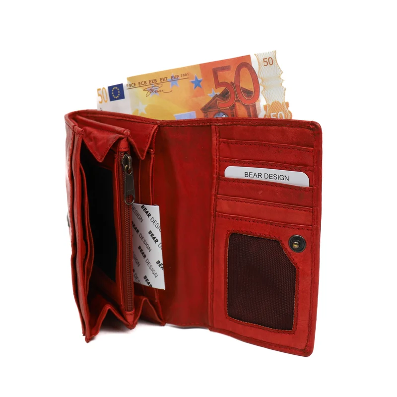 Bear Design Bear Design Flappie 11cc RFID overslag portemonnee rood