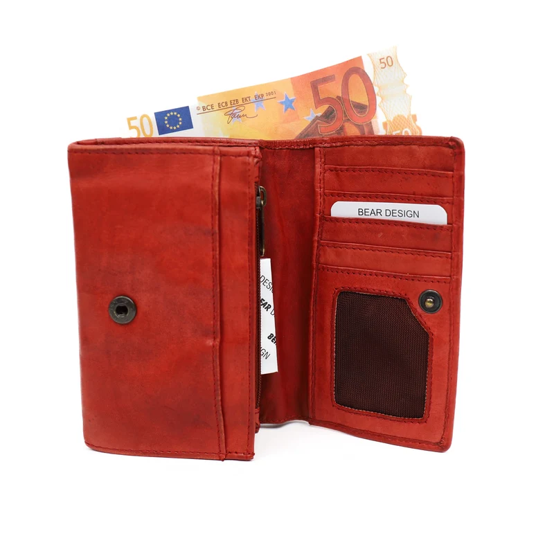 Bear Design Bear Design Flappie 11cc RFID overslag portemonnee rood