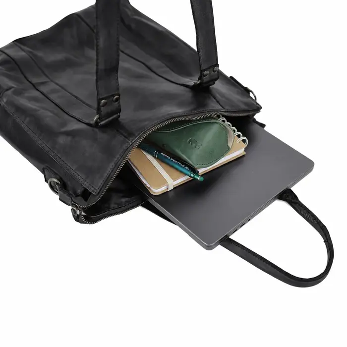 Bear Design Bear Design Freya leren 15" laptop-shopper zwart