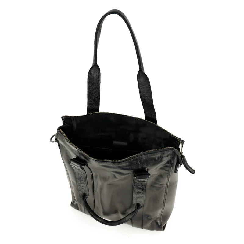 Bear Design Bear Design Freya leren 15" laptop-shopper zwart