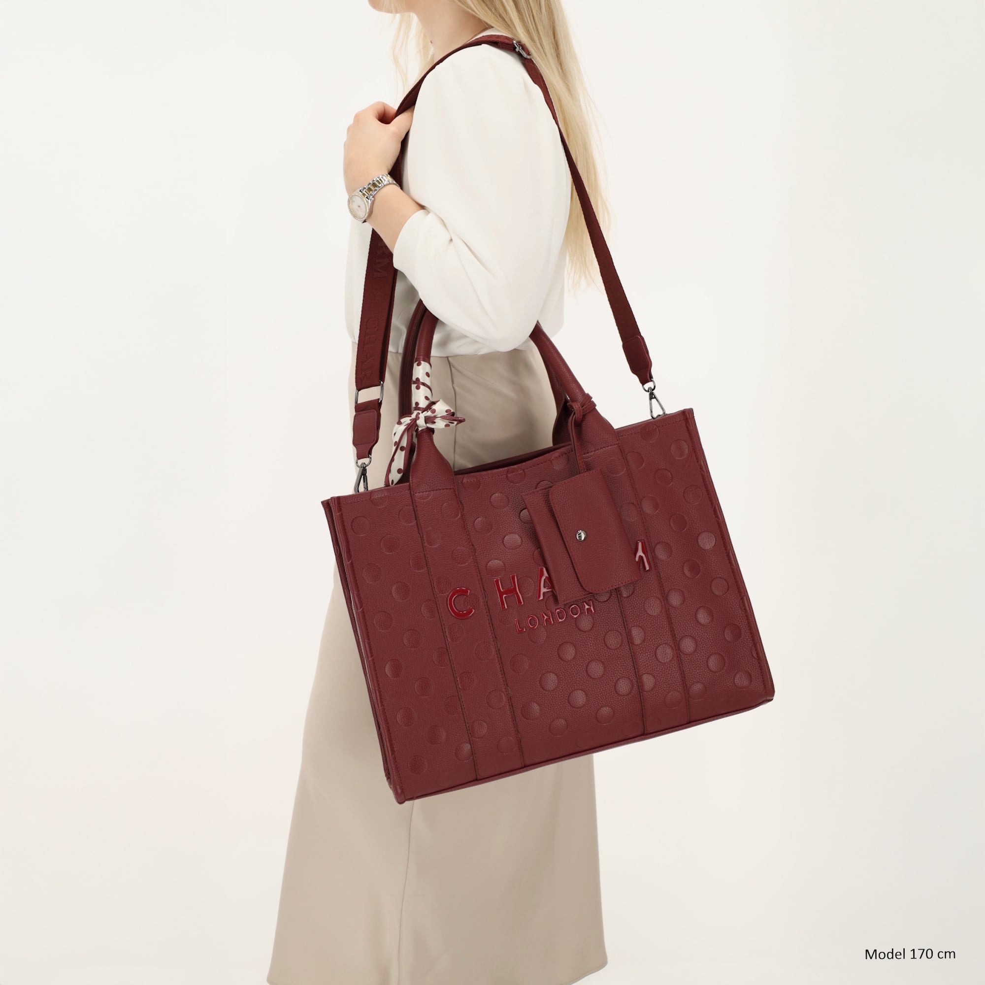 Charm London Charm London Bond Avenue Laptoptas 15,6 inch bordeaux stippen