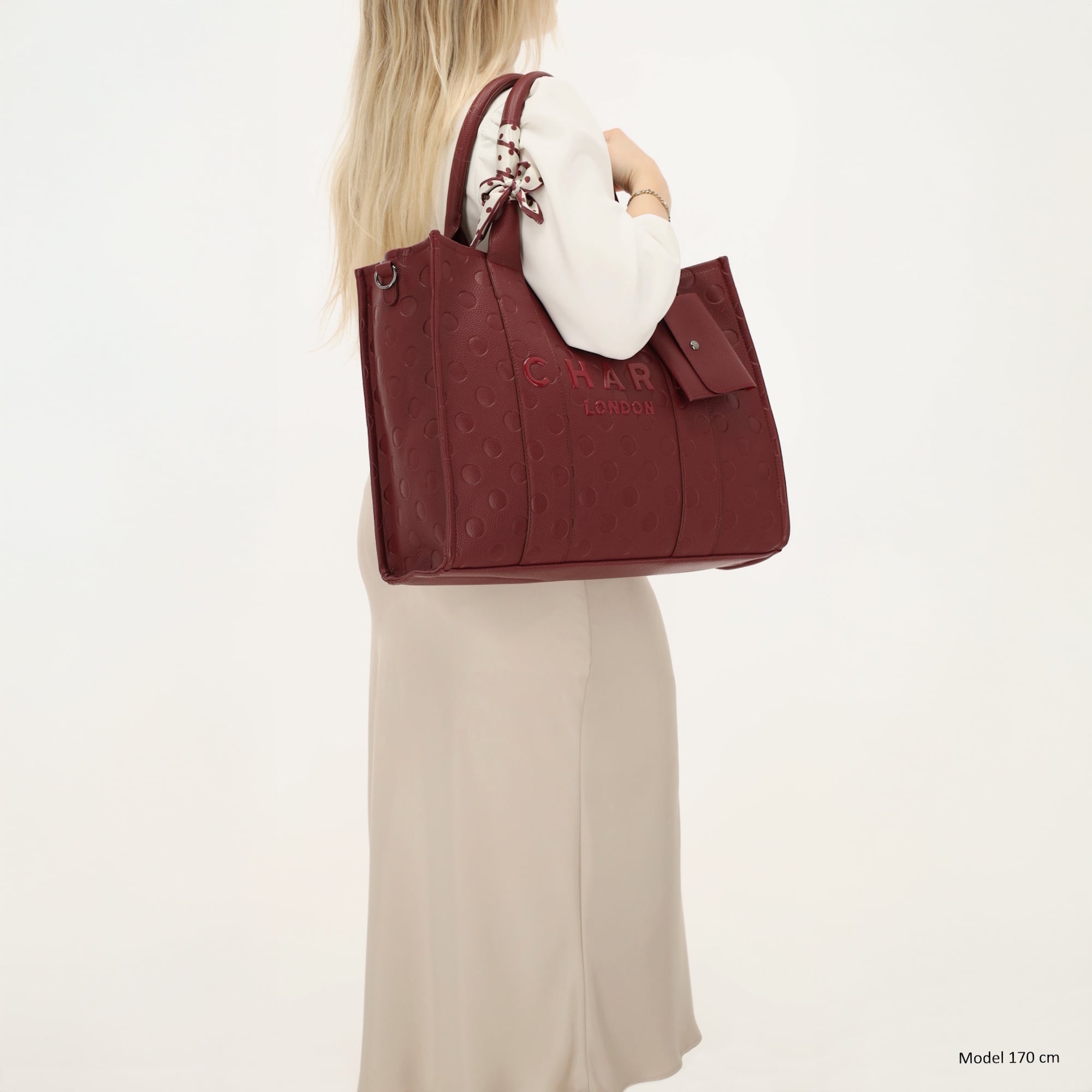 Charm London Charm London Bond Avenue Laptoptas 15,6 inch bordeaux stippen