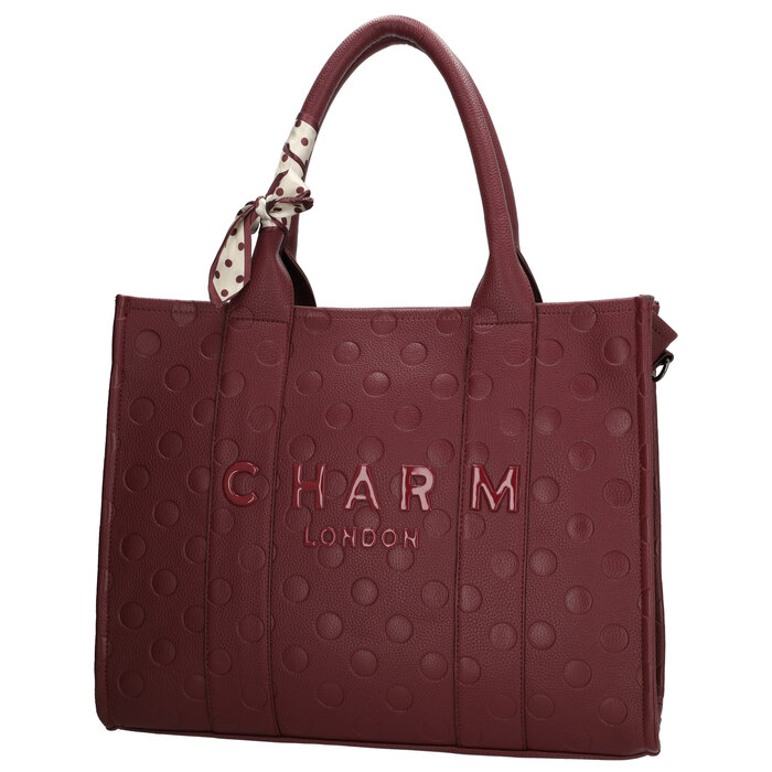 Charm London Charm London Bond Avenue Laptoptas 15,6 inch bordeaux stippen