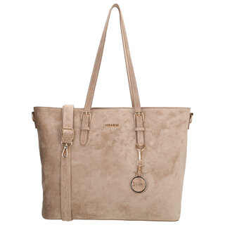 Charm London Charm London Birmingham shopper-laptoptas 15,6 inch suède-look taupe