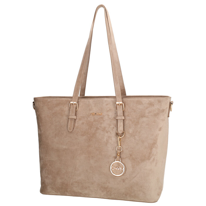 Charm London Charm London Birmingham shopper-laptoptas 15,6 inch suède-look taupe