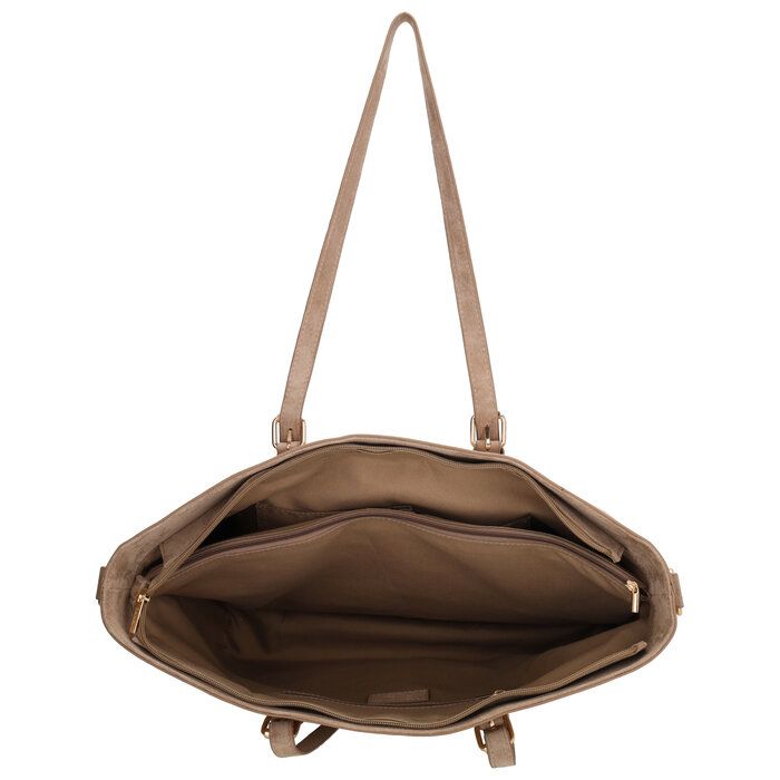 Charm London Charm London Birmingham shopper-laptoptas 15,6 inch suède-look taupe