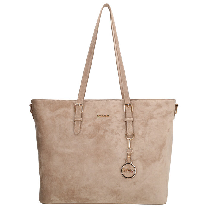 Charm London Charm London Birmingham shopper-laptoptas 15,6 inch suède-look taupe