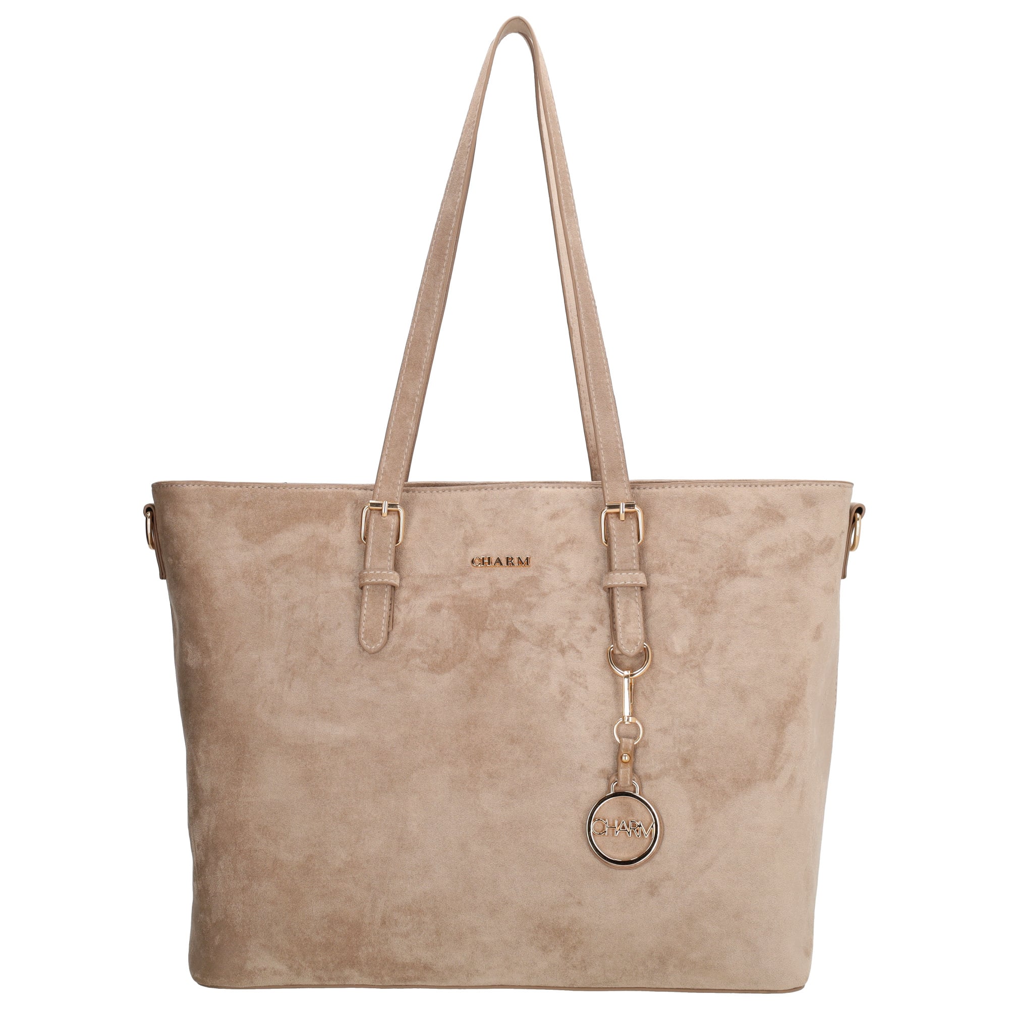 Charm London Charm London Birmingham shopper-laptoptas 15,6 inch suède-look taupe