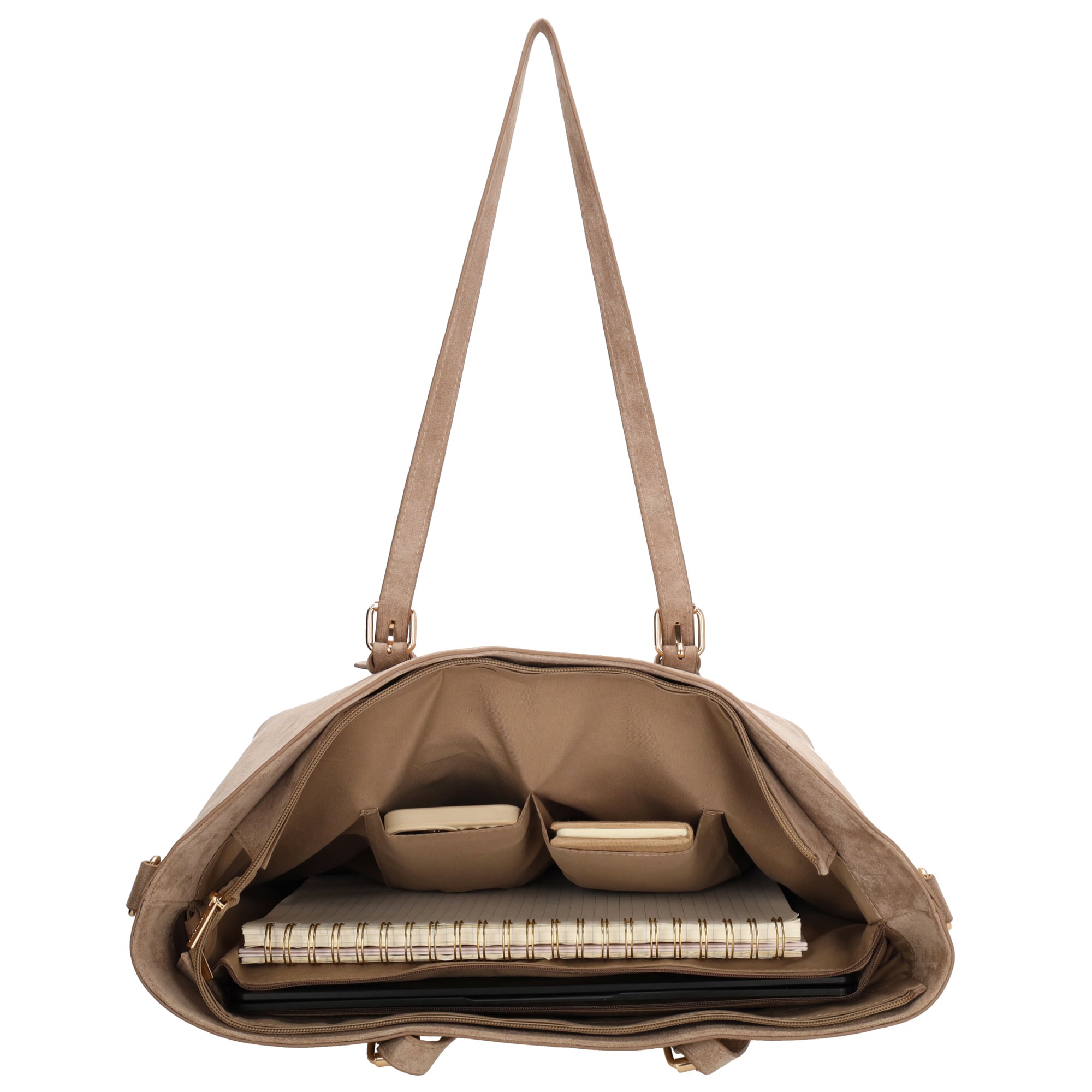 Charm London Charm London Birmingham shopper-laptoptas 15,6 inch suède-look taupe