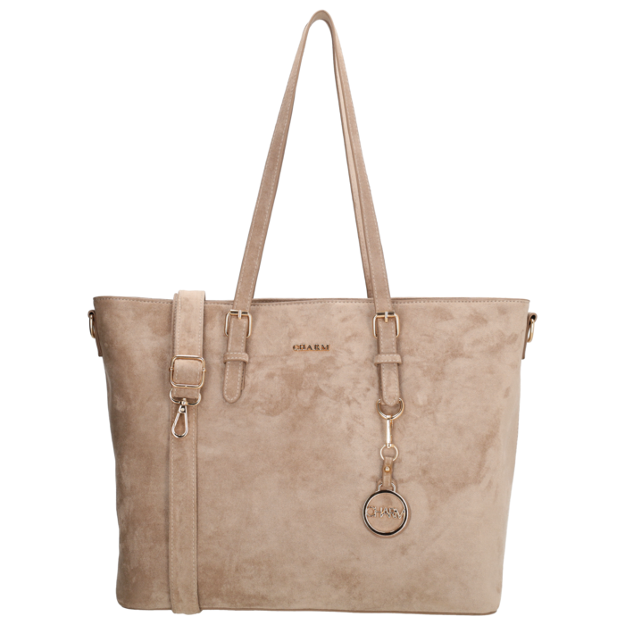 Charm London Charm London Birmingham shopper-laptoptas 15,6 inch suède-look taupe