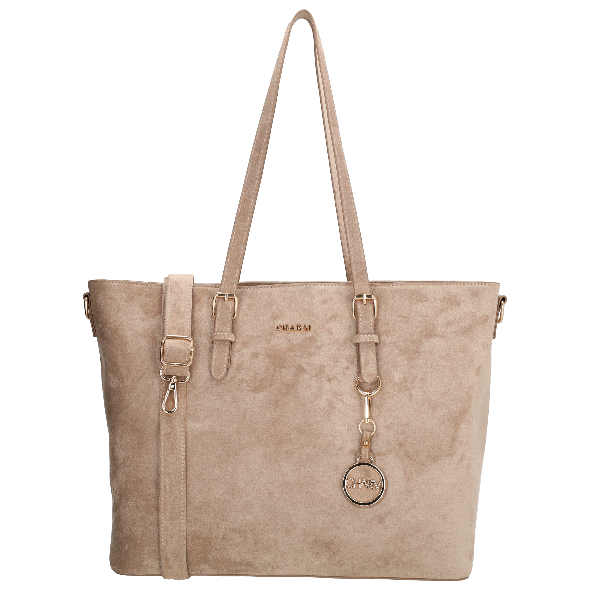 Charm London Charm London Birmingham shopper-laptoptas 15,6 inch suède-look taupe