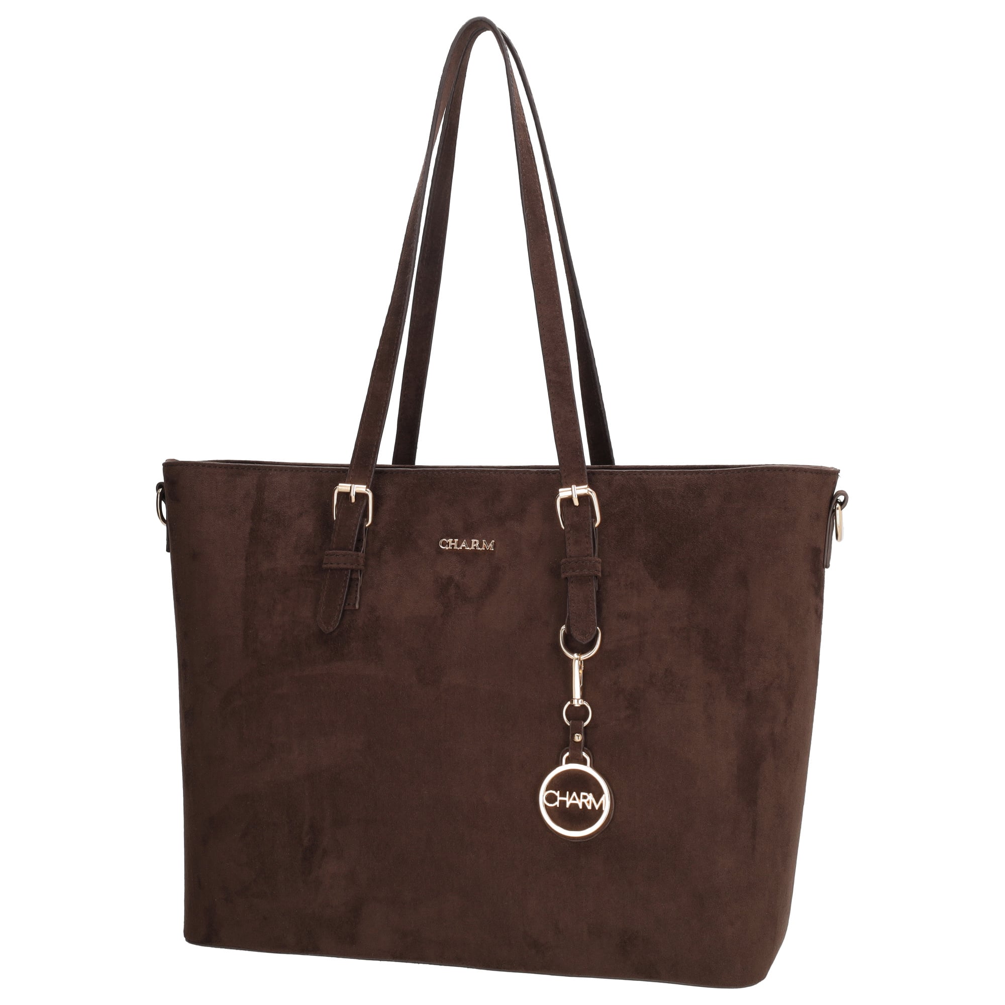 Charm London Charm London Birmingham shopper-laptoptas 15,6 inch suède-look bruin
