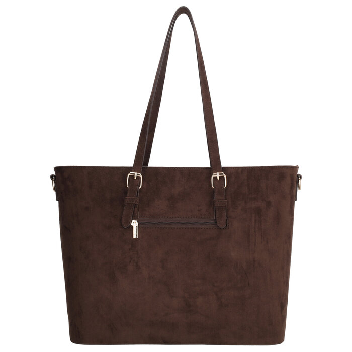 Charm London Charm London Birmingham shopper-laptoptas 15,6 inch suède-look bruin