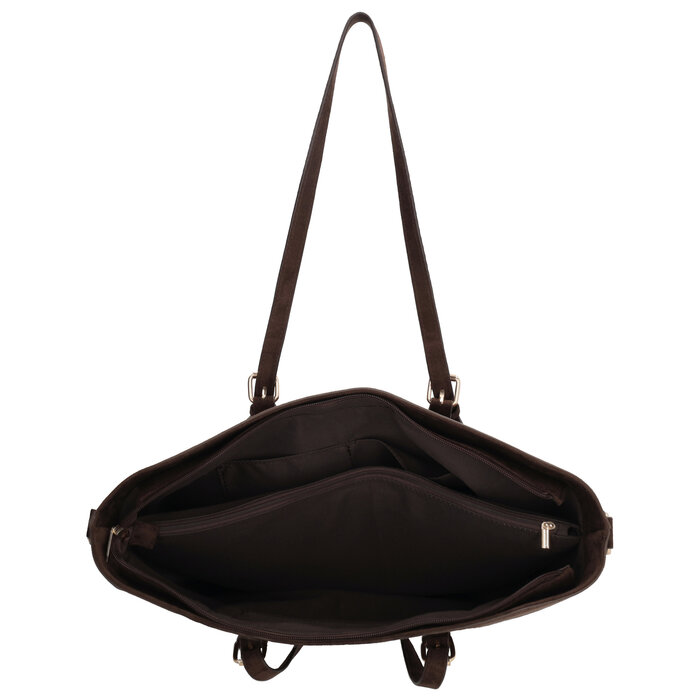 Charm London Charm London Birmingham shopper-laptoptas 15,6 inch suède-look bruin
